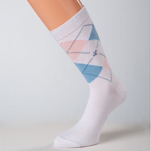 Socken weiß Muster hellblau Größe 39, 40, 41