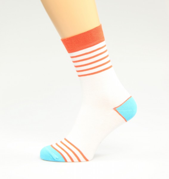 weiss orange gestreifte Business-Socken Größe 36, 37, 38