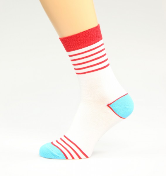 weiss rot gestreifte Business-Socken Größe 48, 49, 50